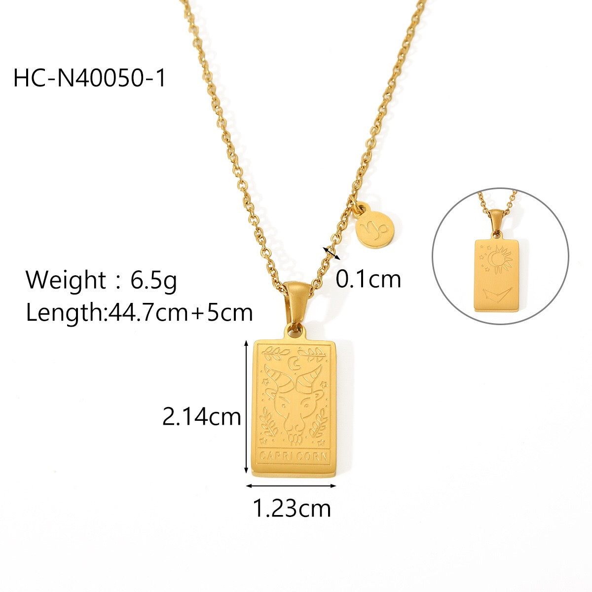 18K Gold Zodiac Plate Pendant Necklace