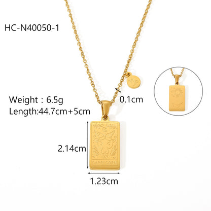 18K Gold Zodiac Plate Pendant Necklace