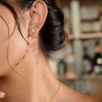 18K Gold Allure CZ Long Drop Dangle Earrings