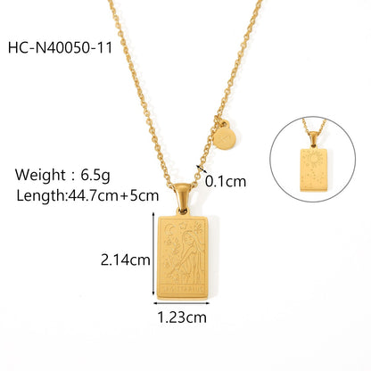 18K Gold Zodiac Plate Pendant Necklace