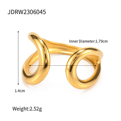 18K Gold Unique Wave Cuff Ring