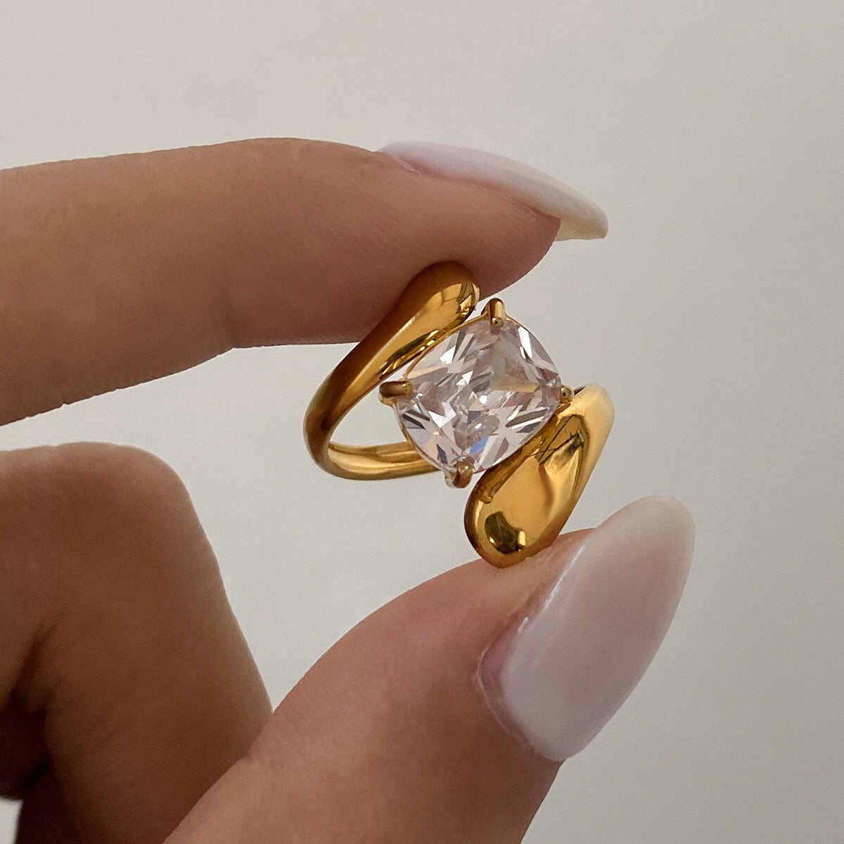 18K Gold Eternal Spark Statement CZ Cuff Ring
