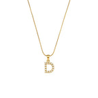 18K Gold Pearl Initial Pendant Necklace