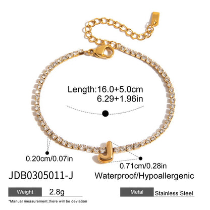 18K Gold Glam Bubble Letter Initial Tennis Bracelet