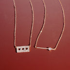 18K Gold Fully Iced Pave Heart Plate Pendant Necklace