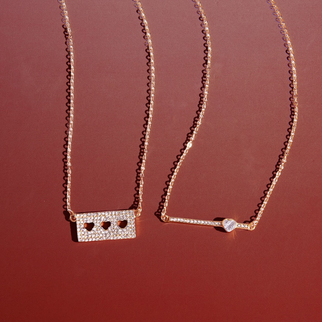 18K Gold Fully Iced Pave Heart Plate Pendant Necklace