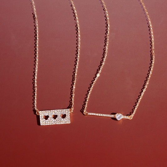 18K Gold Fully Iced Pave Heart Plate Pendant Necklace