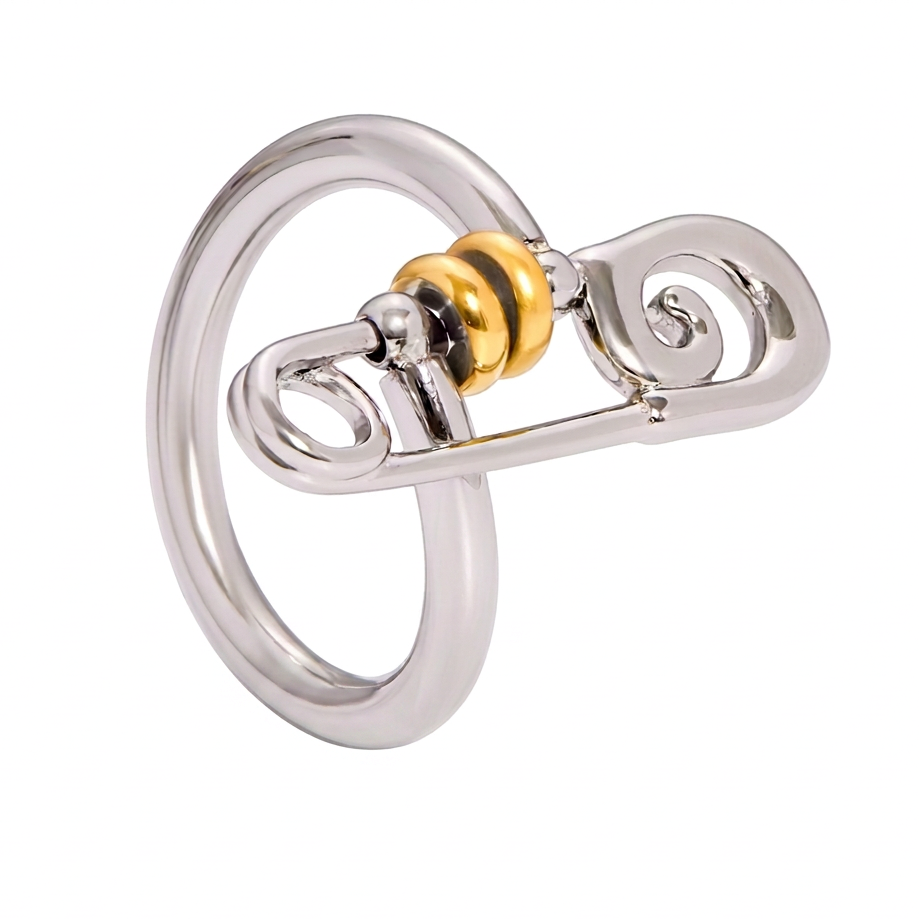 18K Gold Runway Chic Safety Pin CZ Pearl Statement Rings