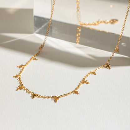 18K Gold Cross Dainty Chain Necklace