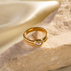 18K Gold Minimalist Elegance Pearl Stacking Ring