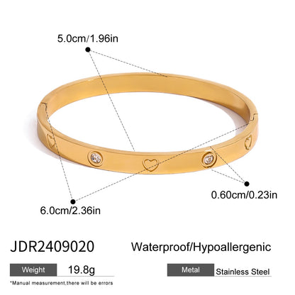 18K Gold Heart Bangle Bracelet