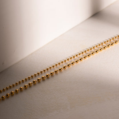 18K Gold Dainty Beaded Chain Layered Necklace Set