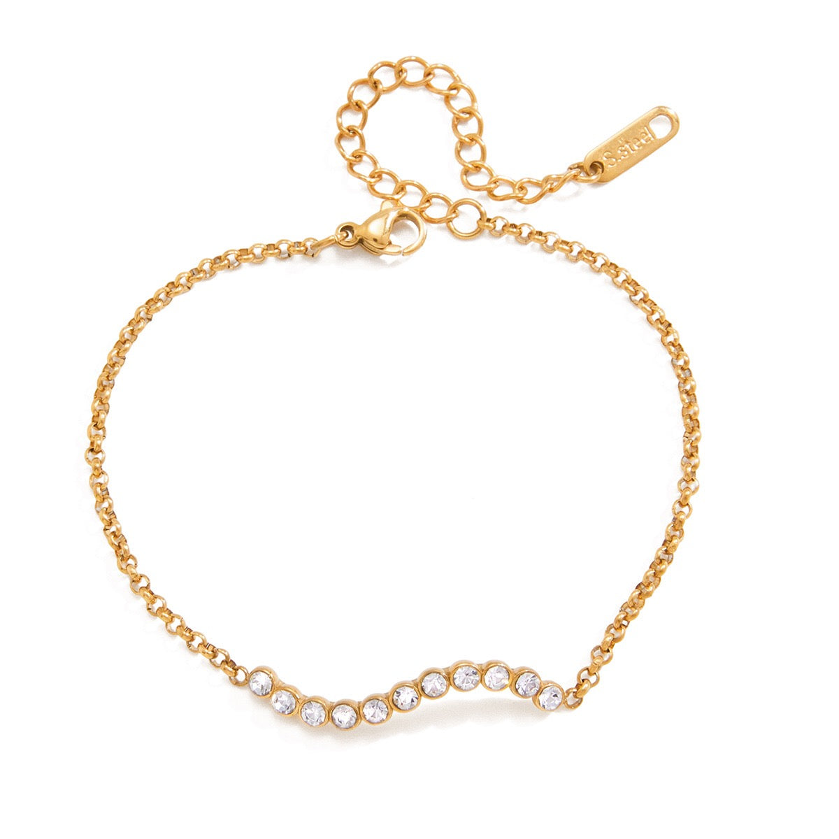 18K Gold Bliss Pave Heart Dainty Bracelet