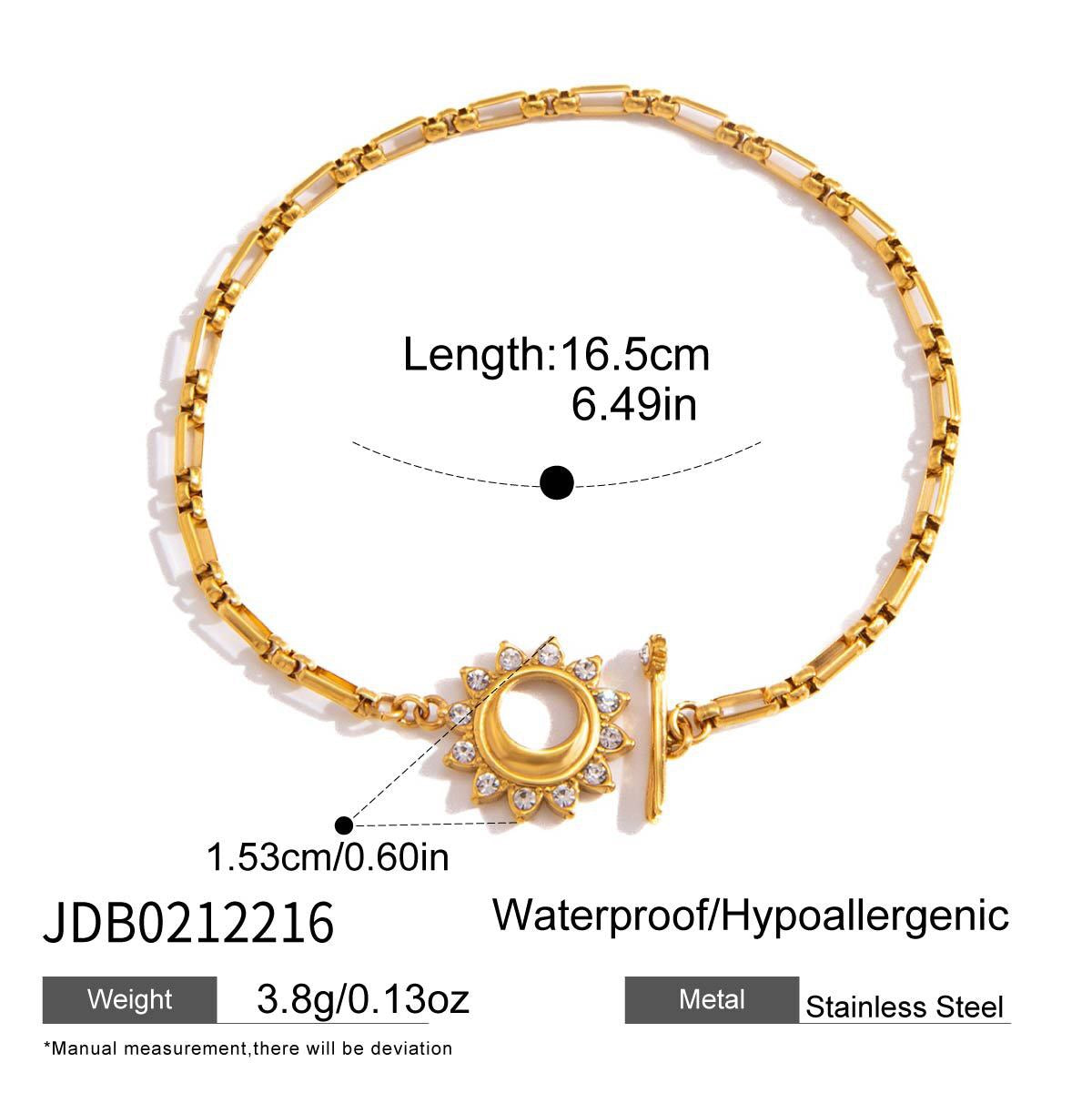 18K Gold Solstice Glow Sun Paperclip Chain Toggle Bracelet Jewelry Set