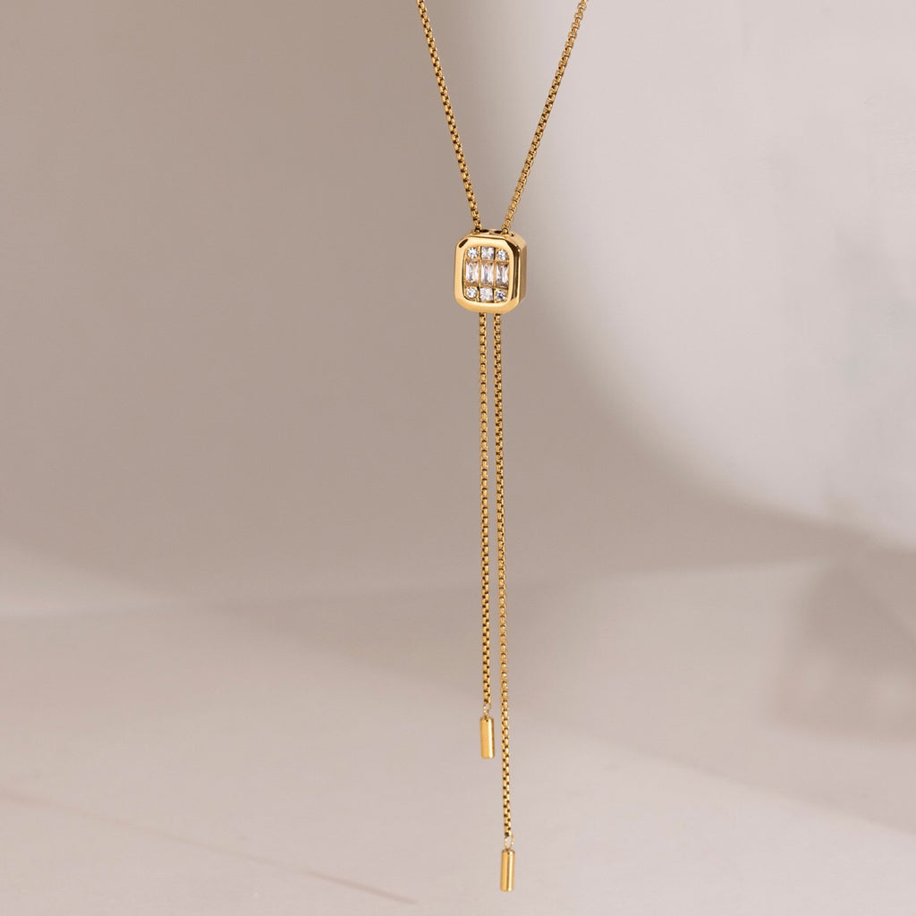 18K Gold Skin Deep Adjustable Lariat Chain Necklace