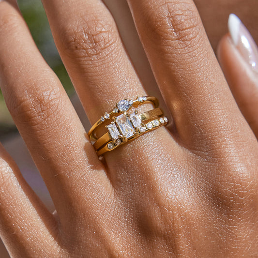18K Gold Minimalist Luxury Slim Stacking Rings