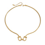 18K Gold Cuffed Pendant Statement Necklace