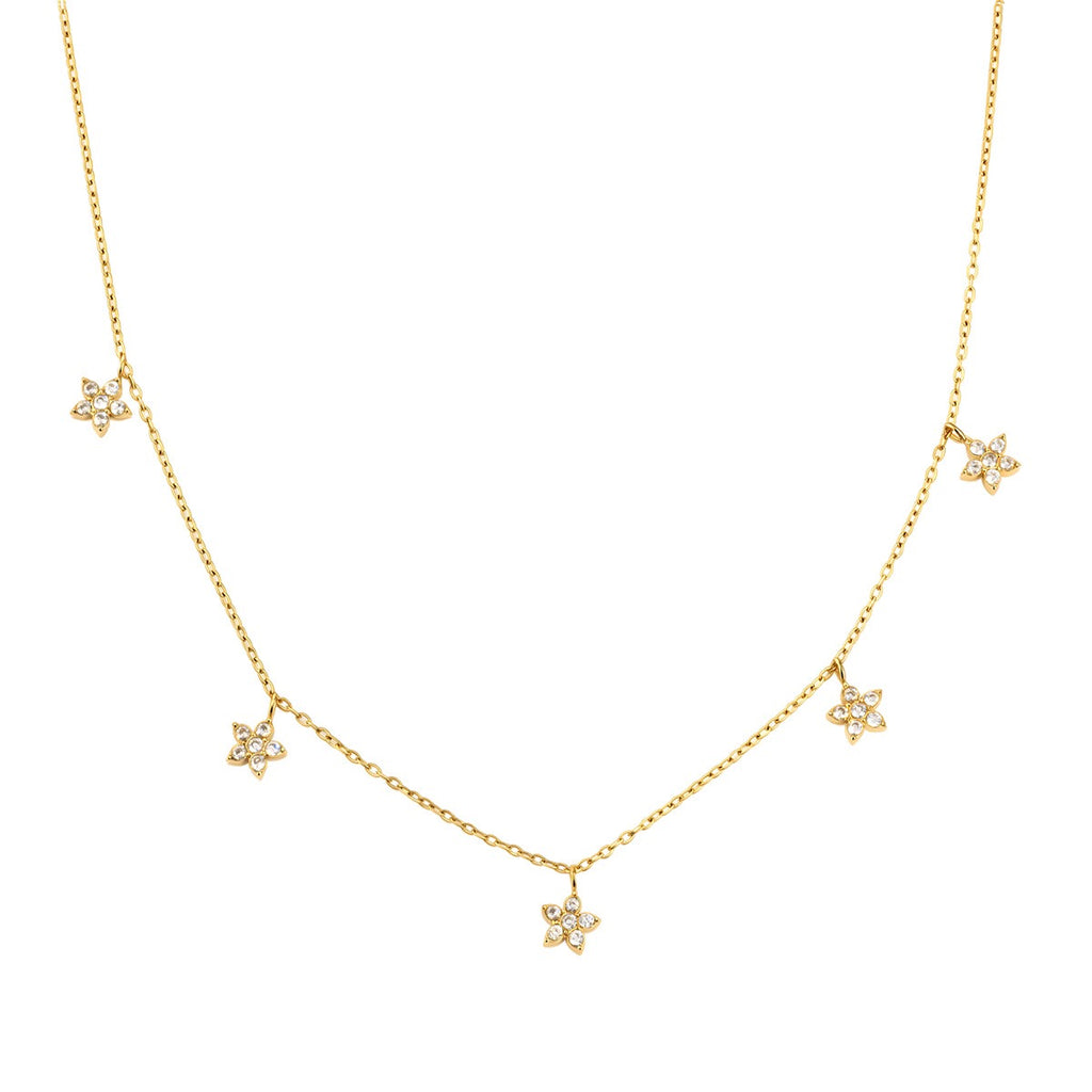 18K Gold Star Flower Dainty Chain Y Shape Layered Necklace Set