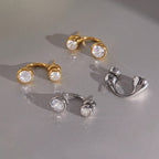 18K Gold and Silver Twin Flame Bezel Jacket Earrings