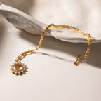 18K Gold Solstice Glow Sun Paperclip Chain Toggle Bracelet Jewelry Set