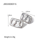 18K Gold Puffy Rectangle Statement Stud Earrings