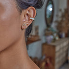 18K Gold Extra Bling Stud Earrings Ear Cuff Set