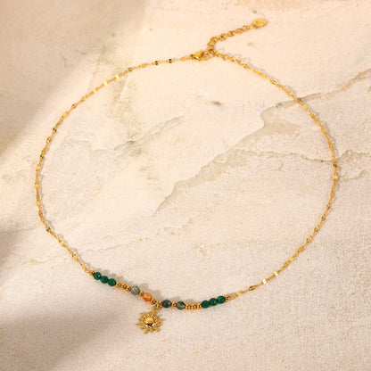 18K Gold Sun Spirit Beaded Necklace