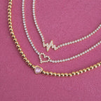 18K Gold Dreamy Bling Heart Bow Tennis Chain Bracelet Stack