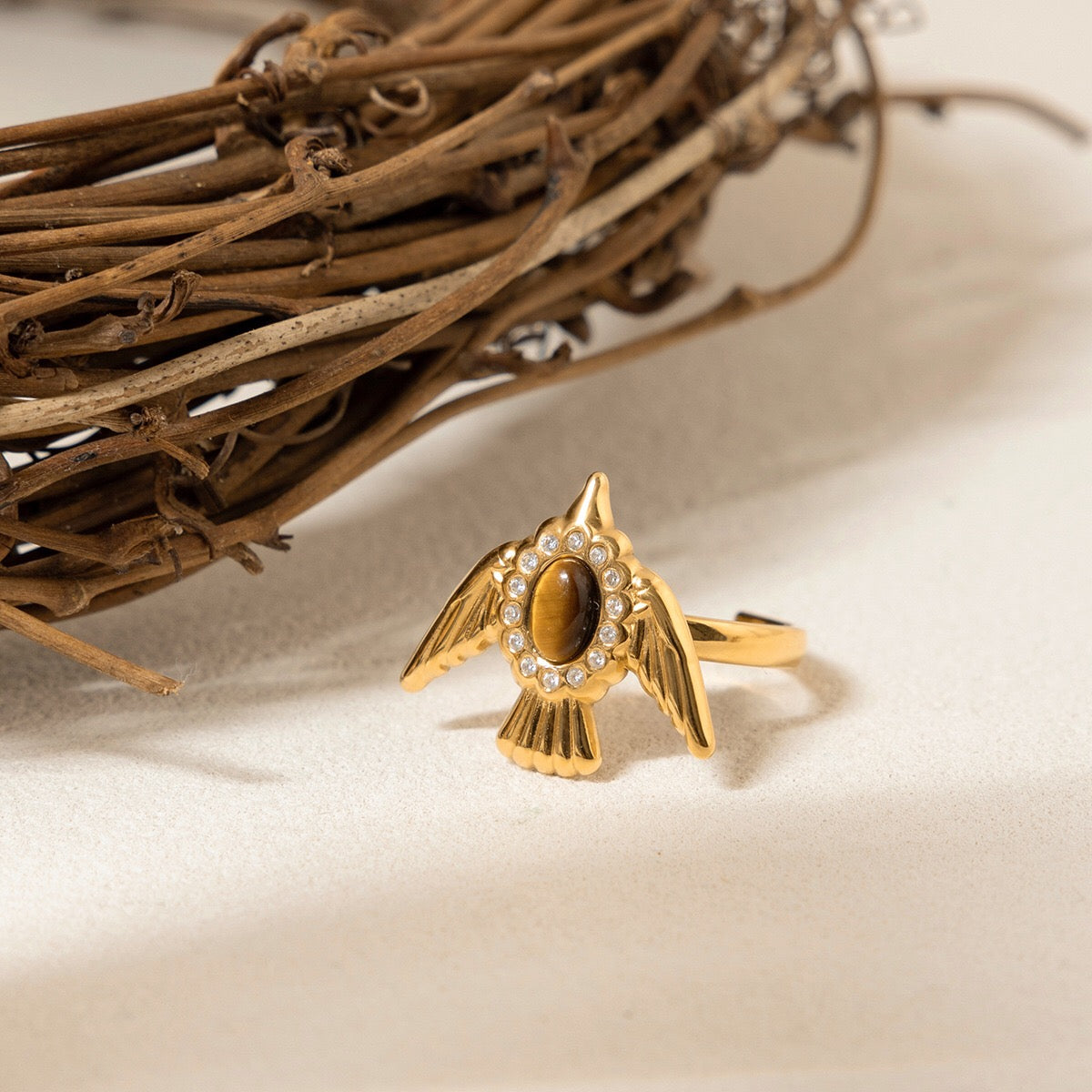 18K Gold Free Spirit Tiger Eye Small Hoop Huggie Dangle Earrings