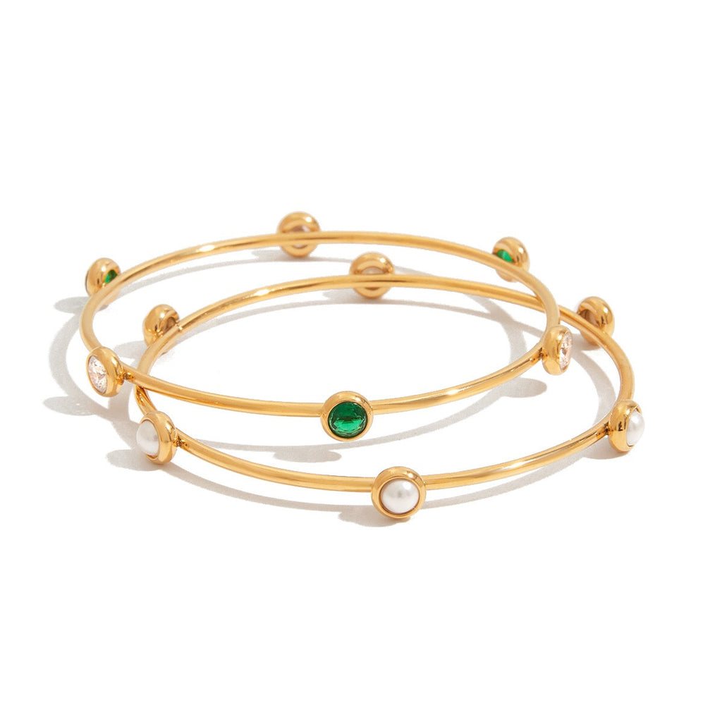 18K Gold Tiny Treasure Statement Slim Bangle Bracelet