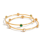 18K Gold Tiny Treasure Statement Slim Bangle Bracelet