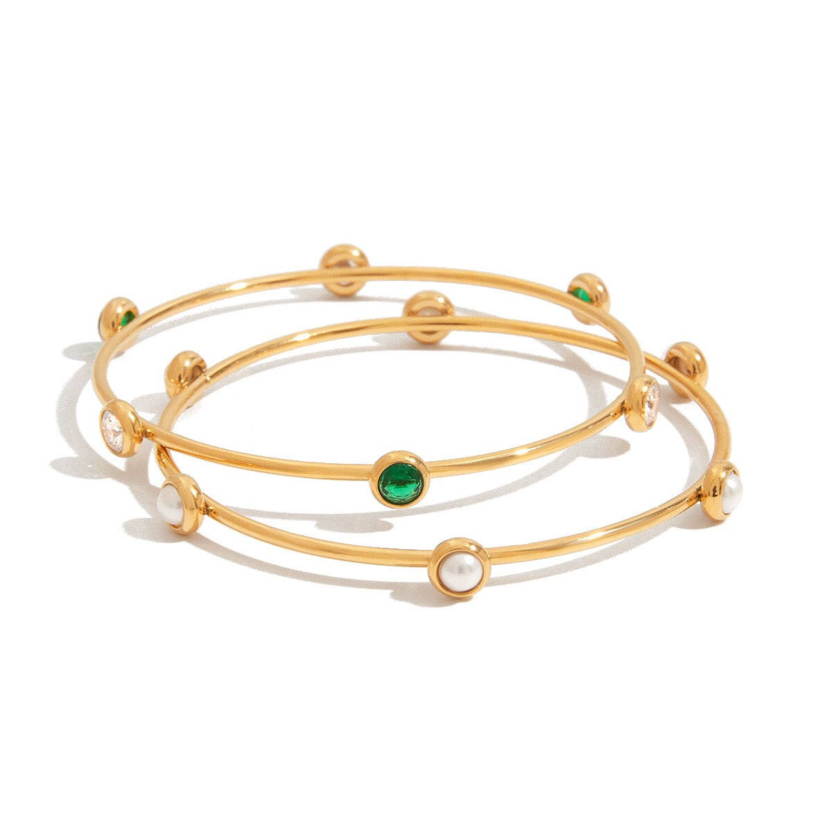 18K Gold Tiny Treasure Statement Slim Bangle Bracelet