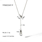 18K Gold Minimalist Raindrop Dainty Lariat Necklace