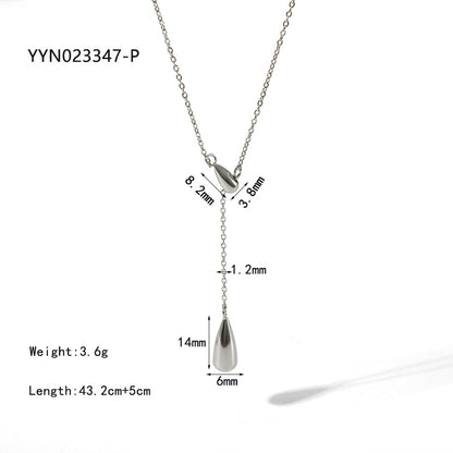 18K Gold Minimalist Raindrop Dainty Lariat Necklace