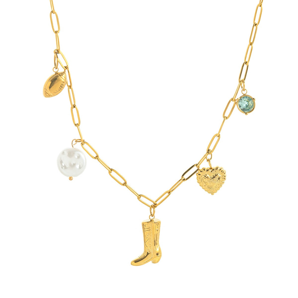 18K Gold Cowboy Boots Charm Necklace