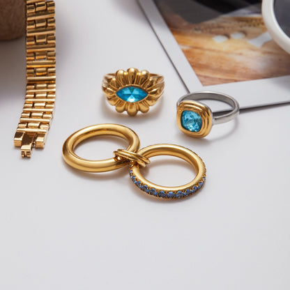 18K Gold Blue Reverie Statement Cocktail Stacking Ring