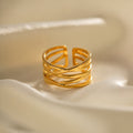 18K Gold Crossover Band Cuff Ring