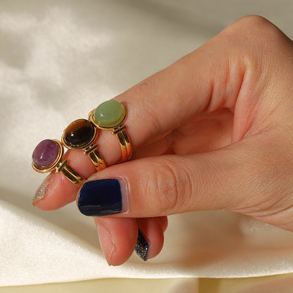 18K Gold Color Gemstone Statement Ring