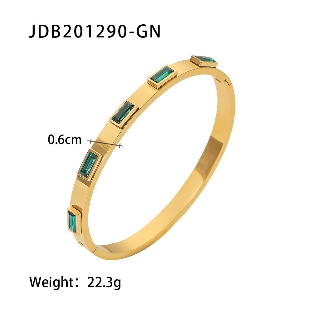 18K Gold Empire Glam CZ Bangle Bracelets Stack