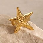 18K Gold Ocean Swirl Starfish Stud Earrings