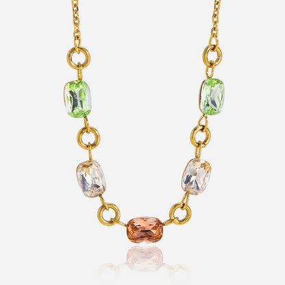 18K Gold Summer Spritz Color Gem Statement Chain Necklace