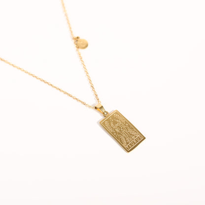 18K Gold Zodiac Plate Pendant Necklace