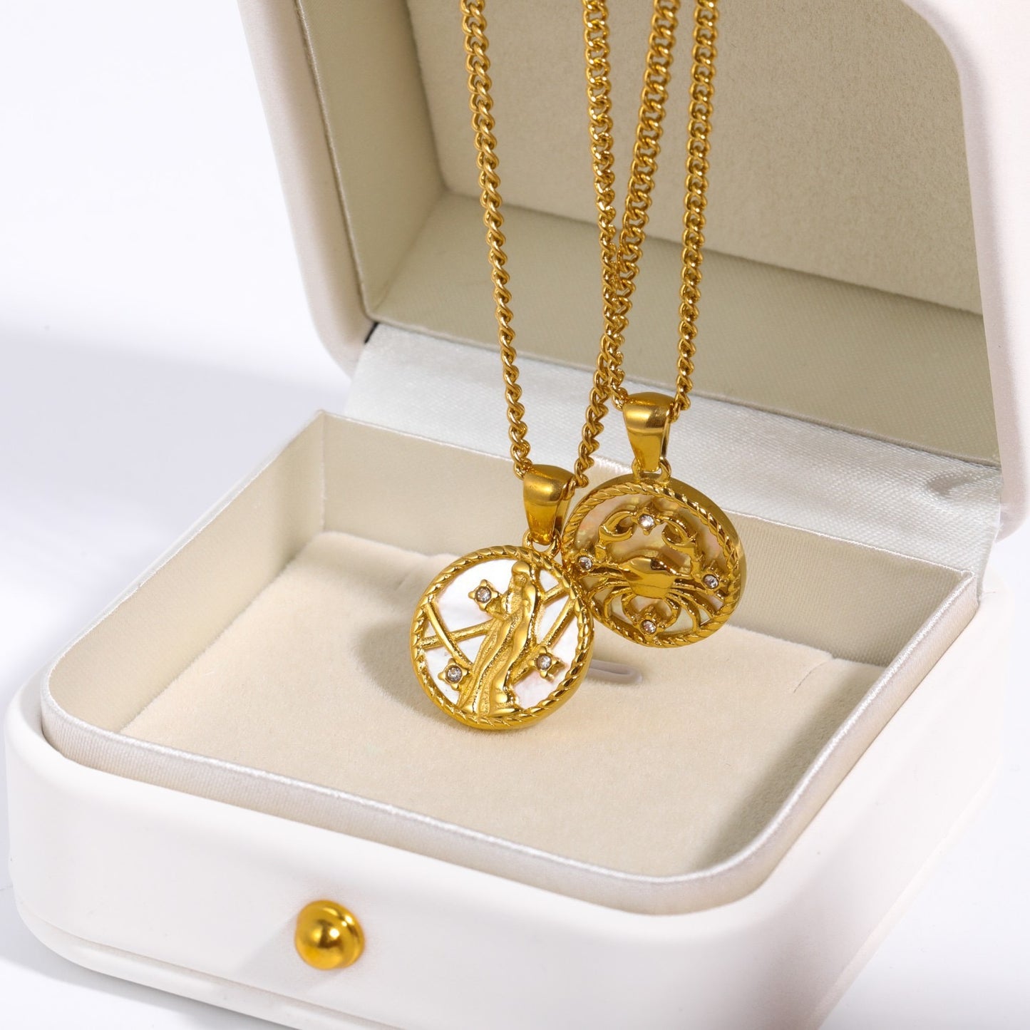 18K Gold Zodiac Astrology Sign Pendant Necklace