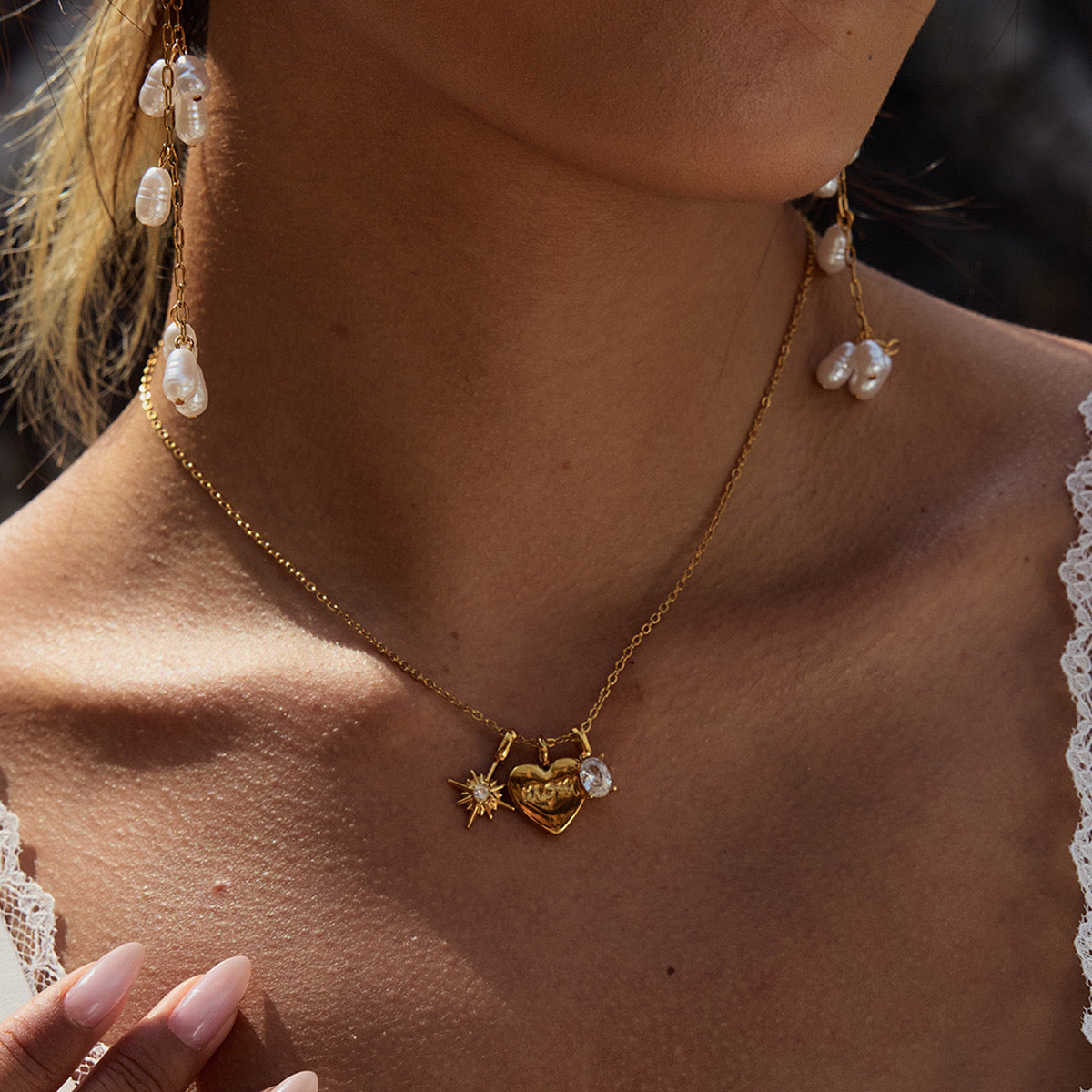 18K Gold Mom Heart Charm Necklace