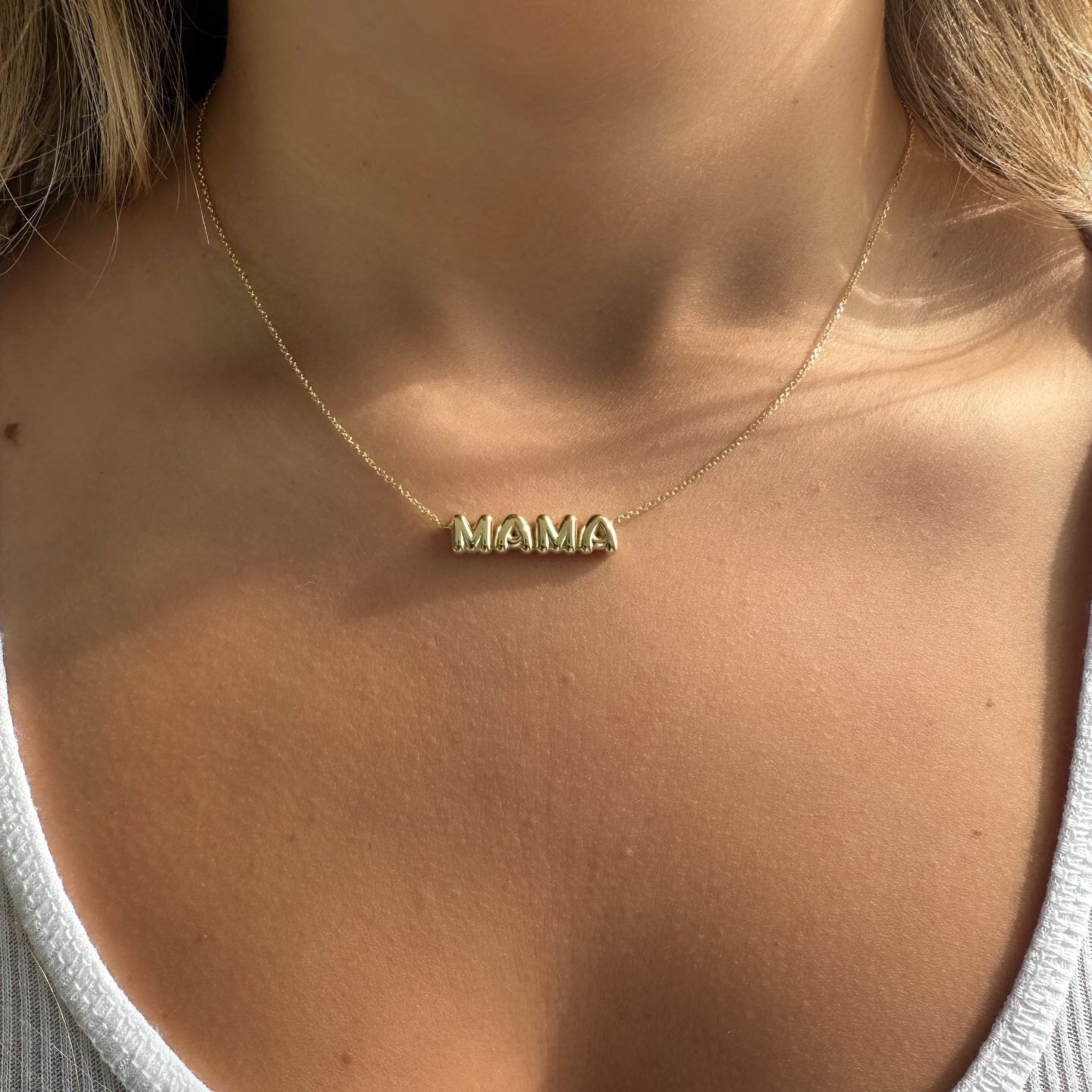 18K Gold and Silver Icon Bubble Letter Initial Custom Name Necklace