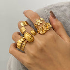 18K Gold Cherry Blossom Flower Band Ring