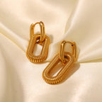 18K Gold Double Hoop Dangle Huggie Earrings