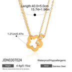 18K Gold Together Two Ring Connected Dainty Pendant Necklace