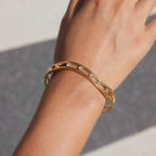 18K Gold Golden Ripple Statement Bangle Bracelet