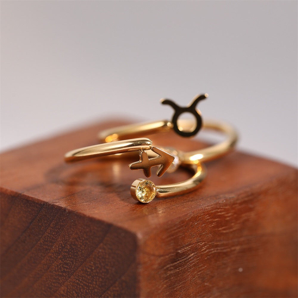 18K Gold Zodiac Birthstone Ring